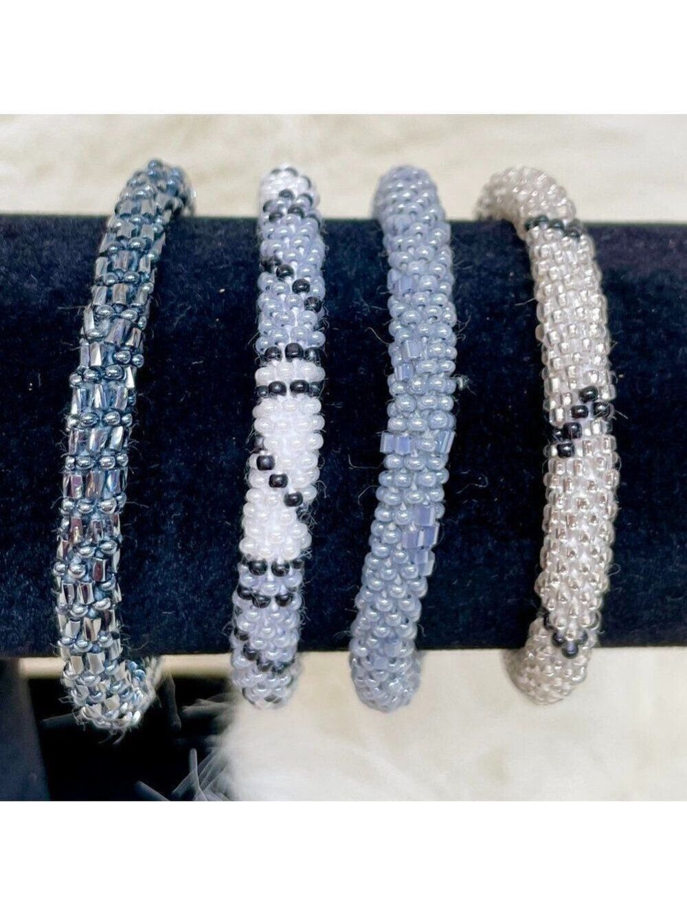 HAND CRAFTED in Nepal Beaded Bracelets (set of 4) BLGR4